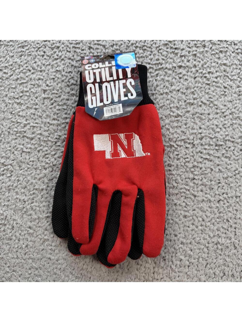 Nebraska Cornhuskers Utility Gloves Red Black Grip Work Gloves Adult Unisex NCAA